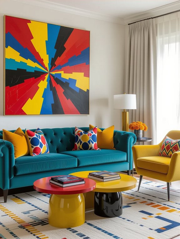 vibrant furniture enhances art