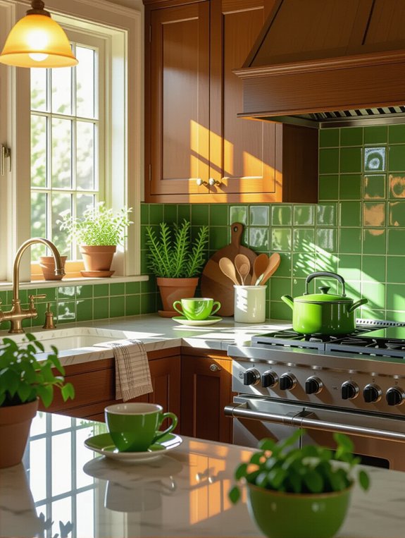 vibrant lime kitchen accents