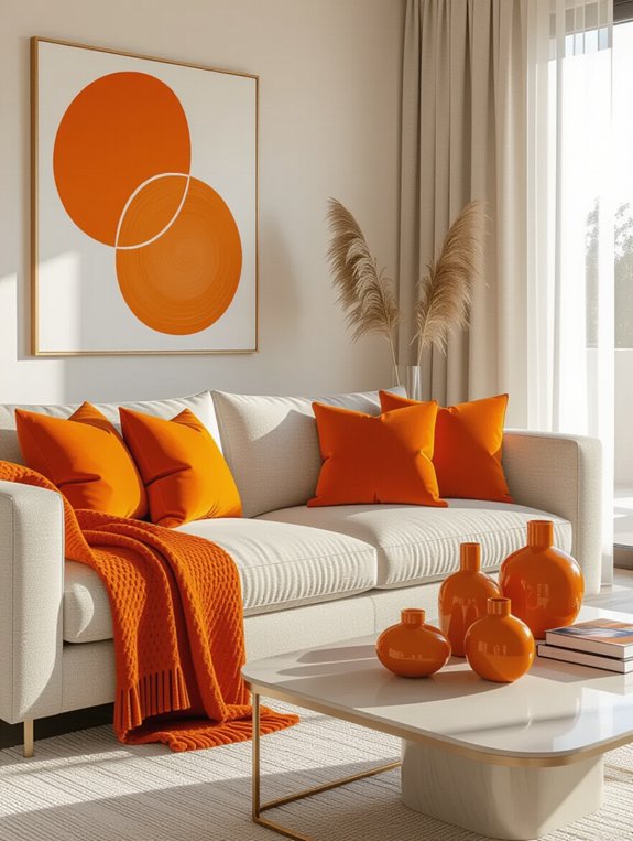 vibrant orange decorative accents