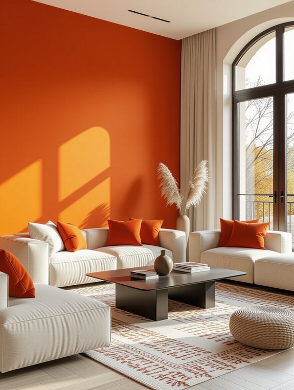 vibrant orange living room