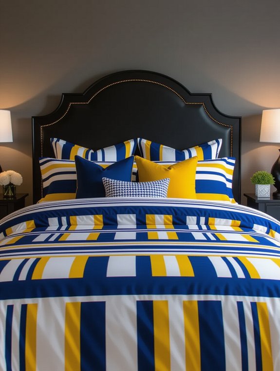 vibrant striped bedding retreat