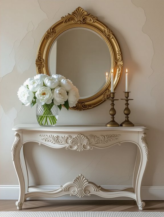 vintage console table mirror