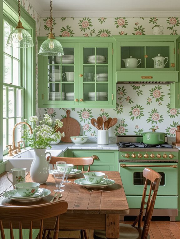 vintage green kitchen lighting