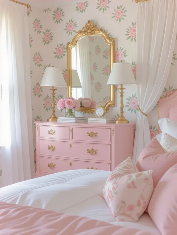 vintage pink dresser elegance