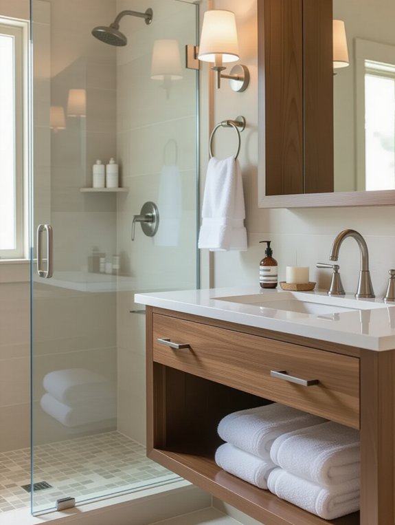 walnut vanity elegant glass