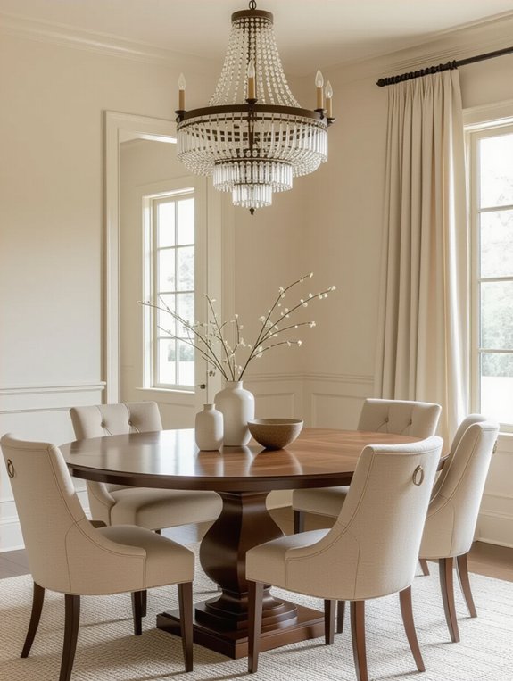 warm neutral dining decor
