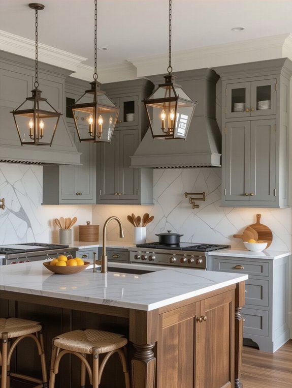 warm traditional gray kitchen