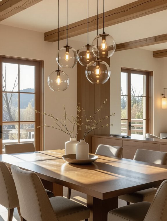 warm wood and glass elegance