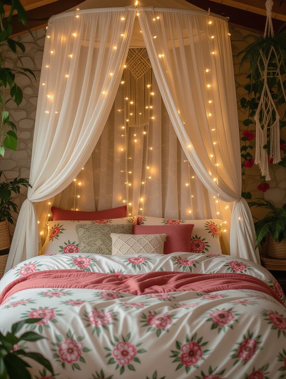 whimsical canopy bed lighting