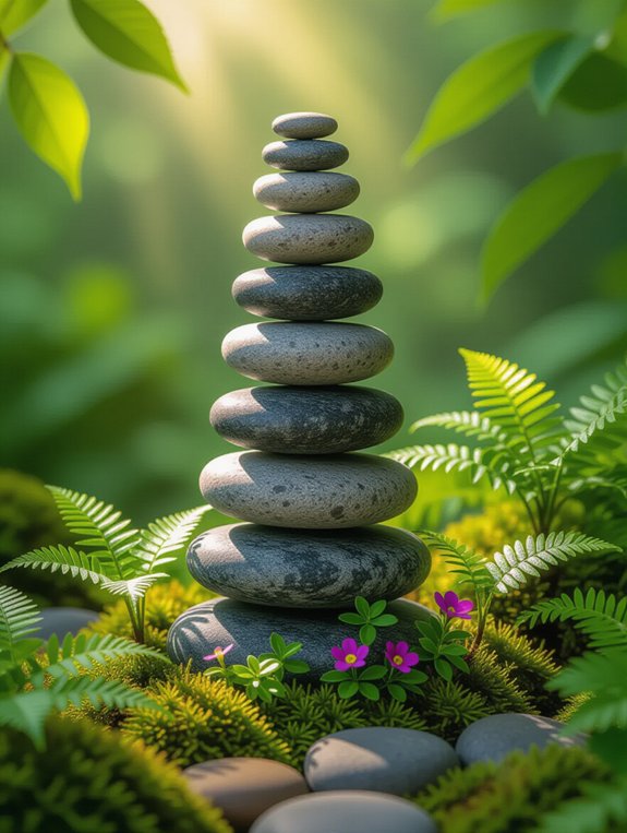 whimsical stone stack feature
