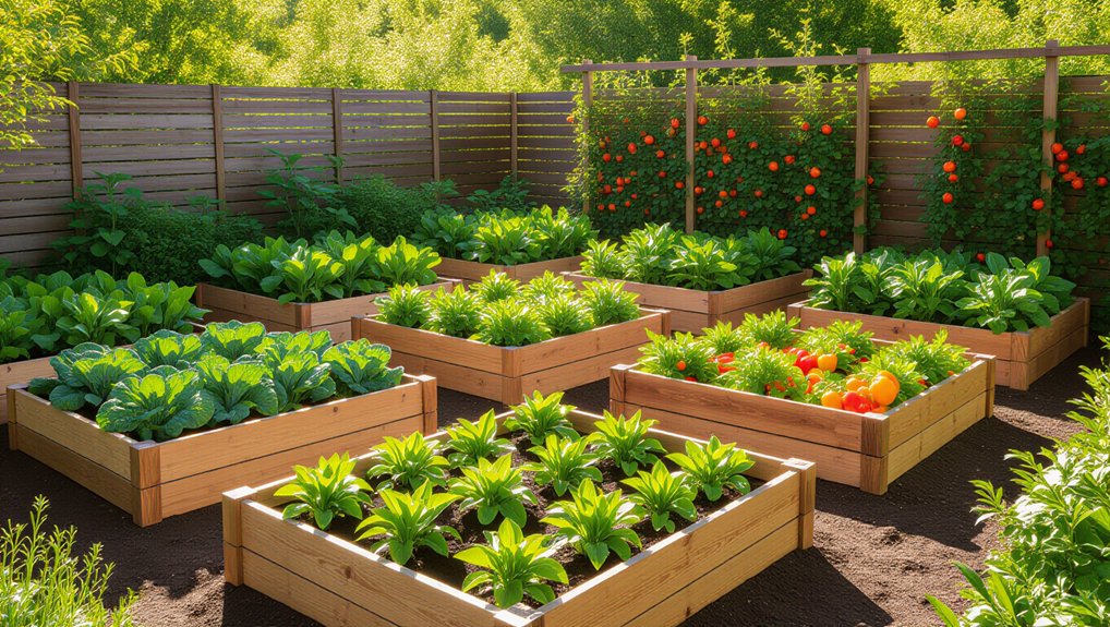wooden garden beds vegetables