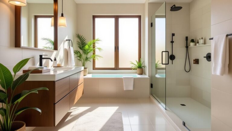 wooden vanities glass showers
