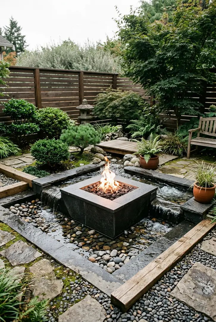 Zen Water Fire Feature