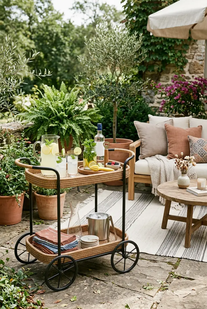 Incorporate a Functional Bar Cart or Drink Station