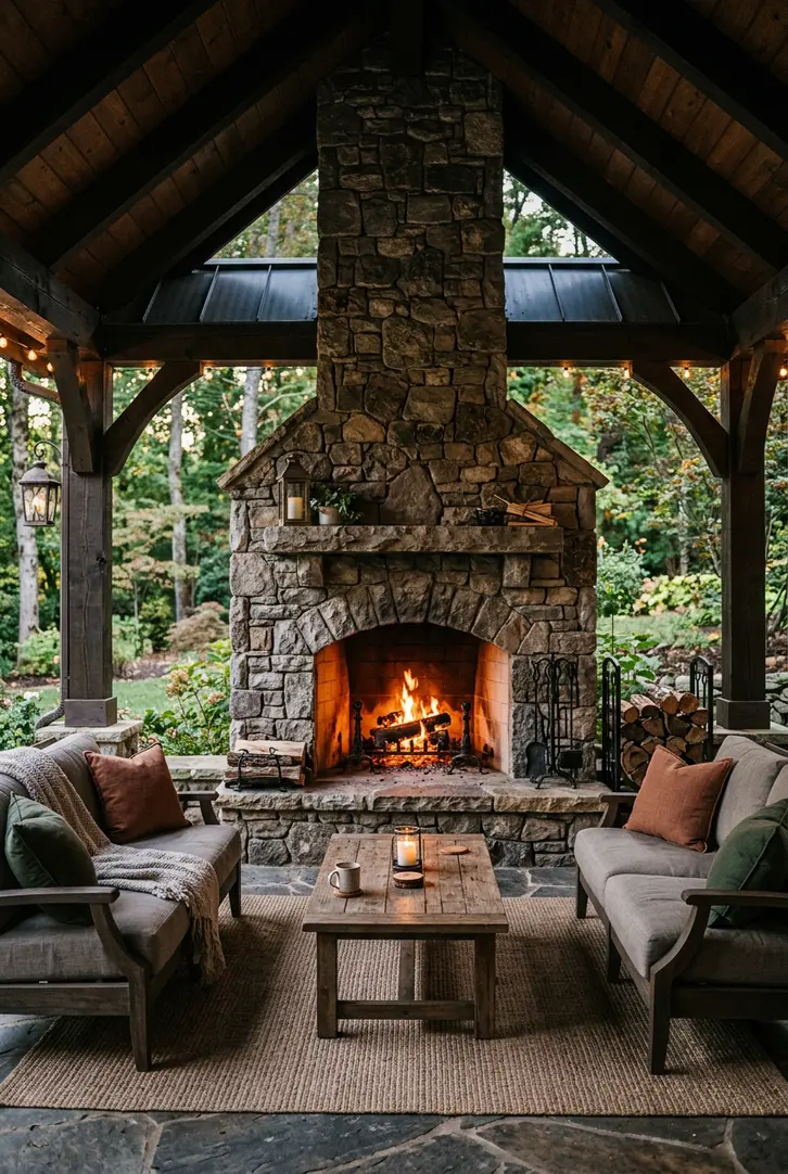 Outdoor Wood-Burning Fireplace