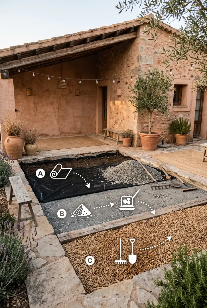 DIY Pea Gravel Patio Steps