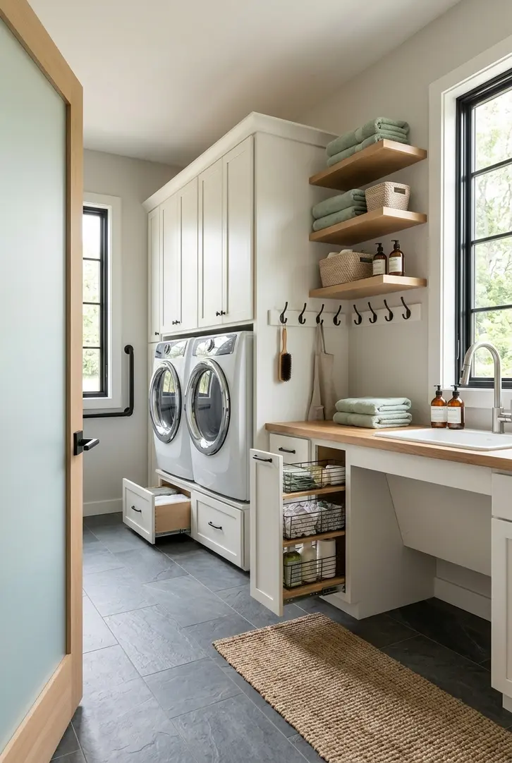 Ergonomic and Accessible Laundry Mud Room Design