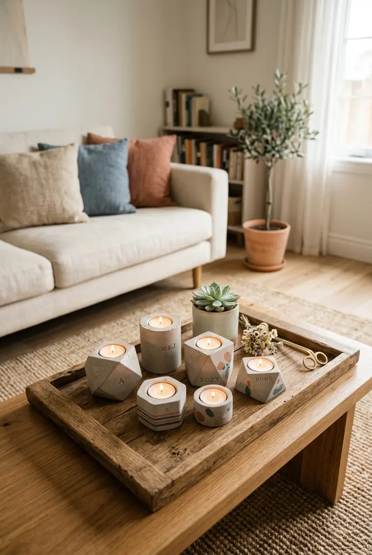 Personalized Concrete Candle Holders