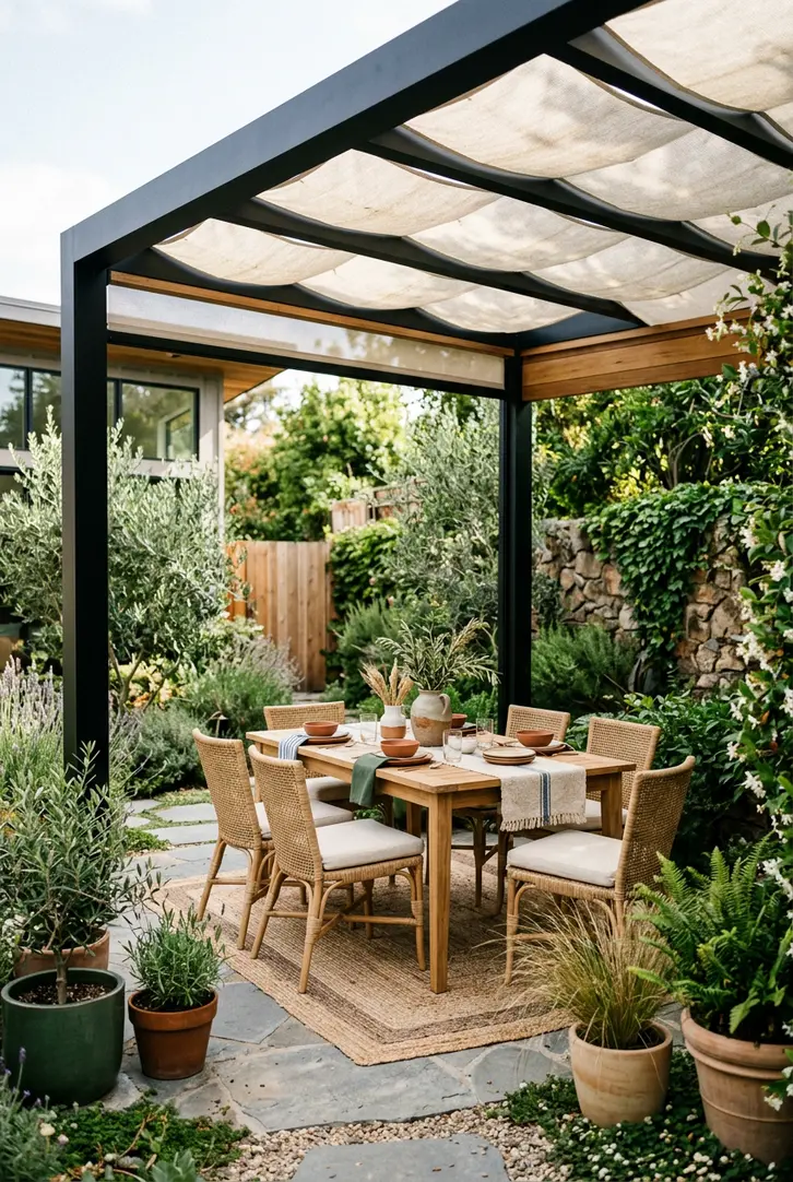 Create Shade with Stylish Pergolas or Umbrellas