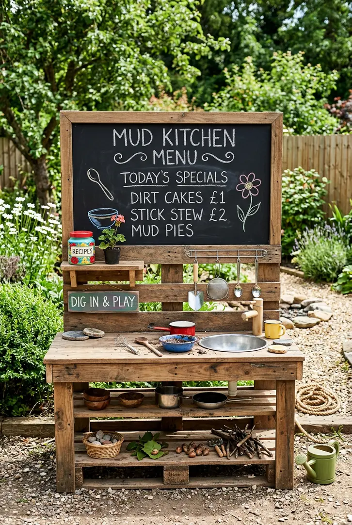 Pallet Mud Kitchen with Chalkboard