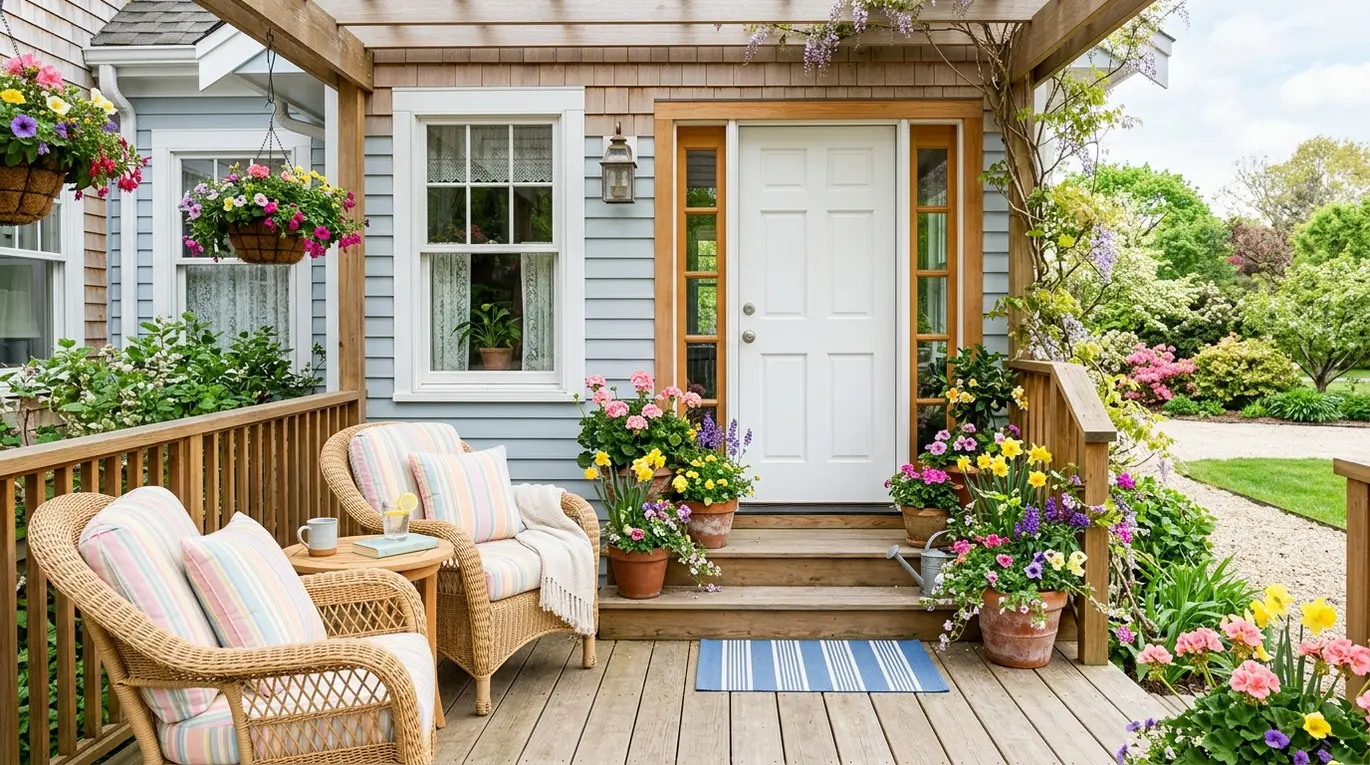 spring front porch decor, colorful porch ideas, outdoor spring refresh, seasonal entryways