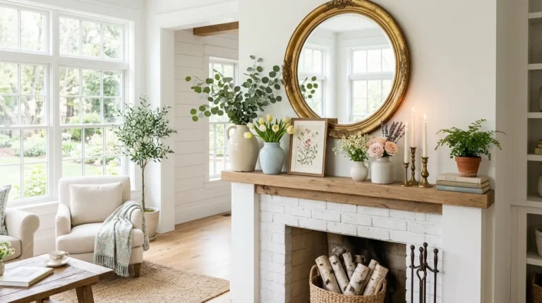 fresh spring mantle decor, seasonal mantel styling, spring home refresh, vibrant mantel ideas