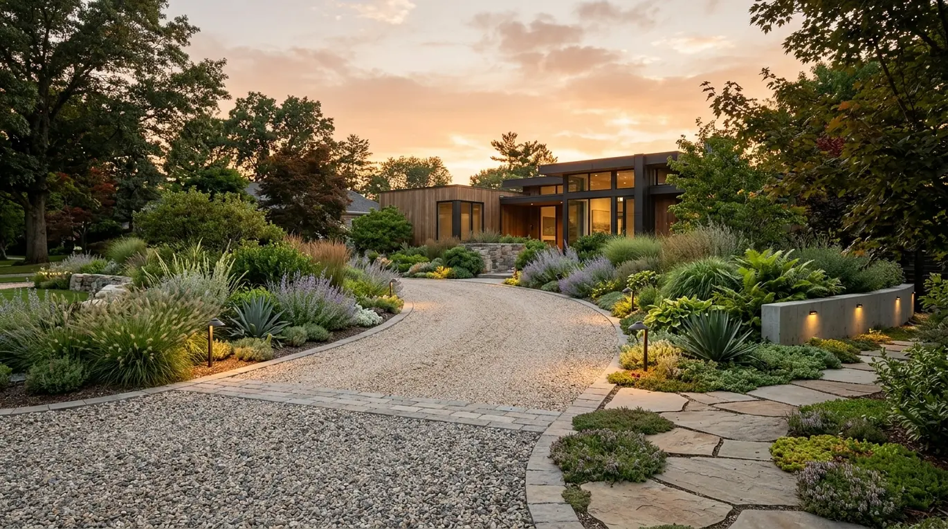 side of driveway landscaping, driveway border ideas, curb appeal landscaping, front yard landscaping