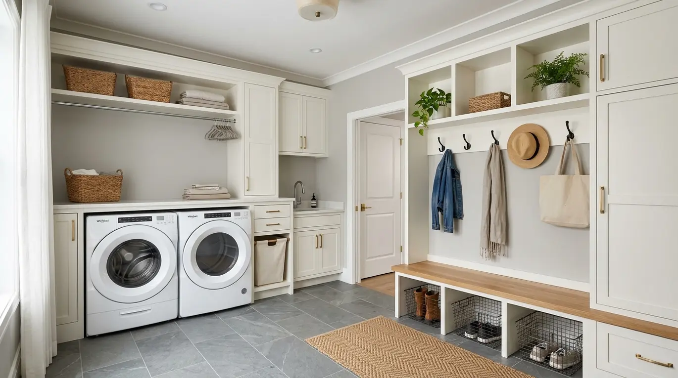 mudroom laundry room combo, laundry room organization, mudroom design ideas, small mudroom solutions
