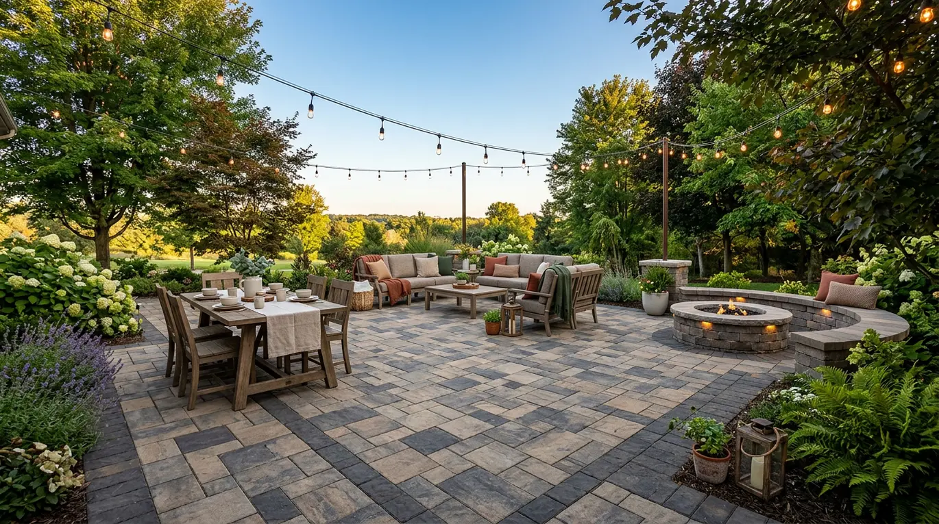 stunning paver patio designs, outdoor living spaces, patio landscaping ideas, hardscaping solutions