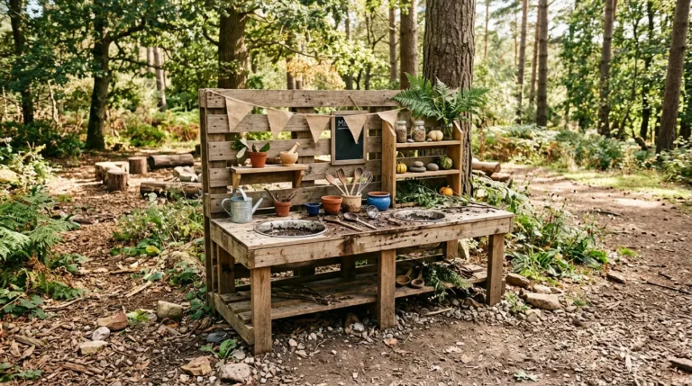 pallet mud kitchen diy, upcycled mud kitchen, outdoor play kitchen, kids diy projects