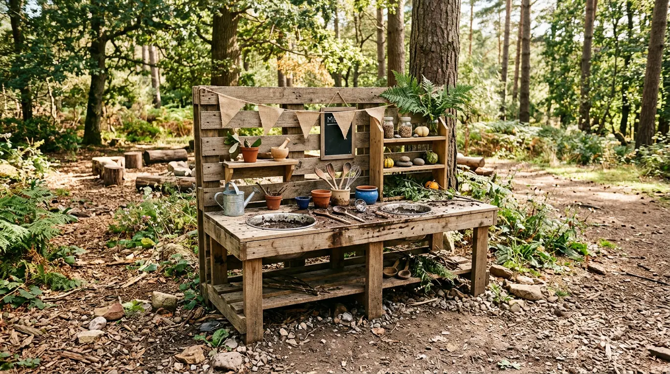 pallet mud kitchen diy, upcycled mud kitchen, outdoor play kitchen, kids diy projects