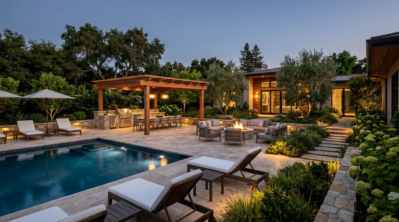 large backyard landscaping, expansive garden design, luxury outdoor spaces, big yard ideas