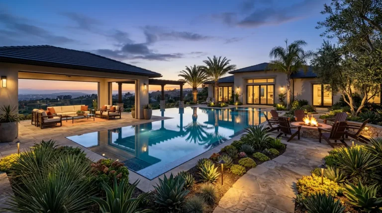 large backyard landscaping, expansive garden design, luxury outdoor living, estate landscaping ideas