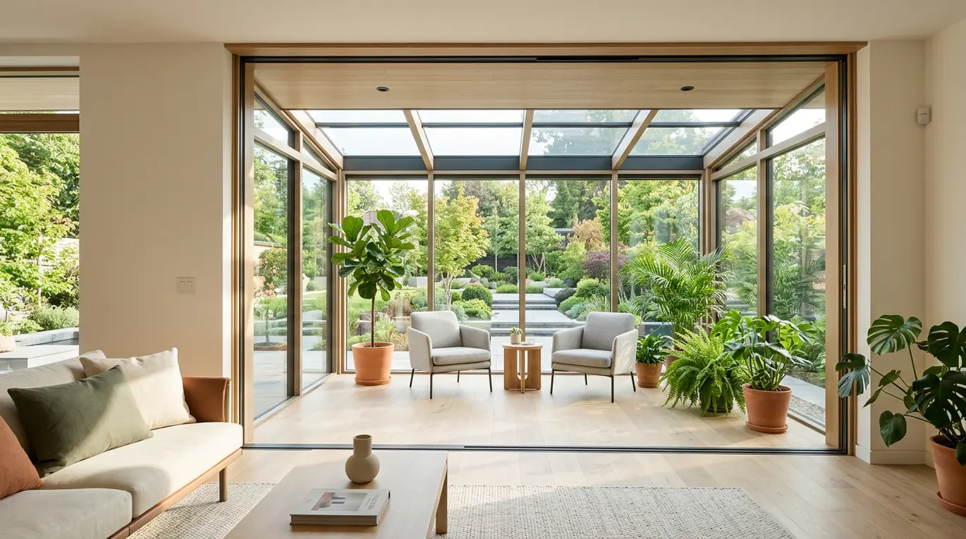 sunroom addition off living room, living room sunroom extension, four-season rooms, sunroom design ideas