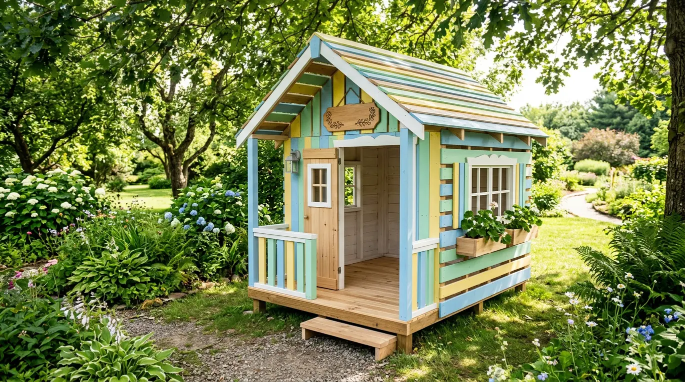 pallet playhouse diy easy, DIY pallet projects, kids outdoor play, recycled wood playhouse
