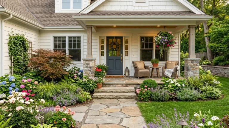 front porch landscaping ideas, curb appeal landscaping, porch decor outdoor, entryway garden design