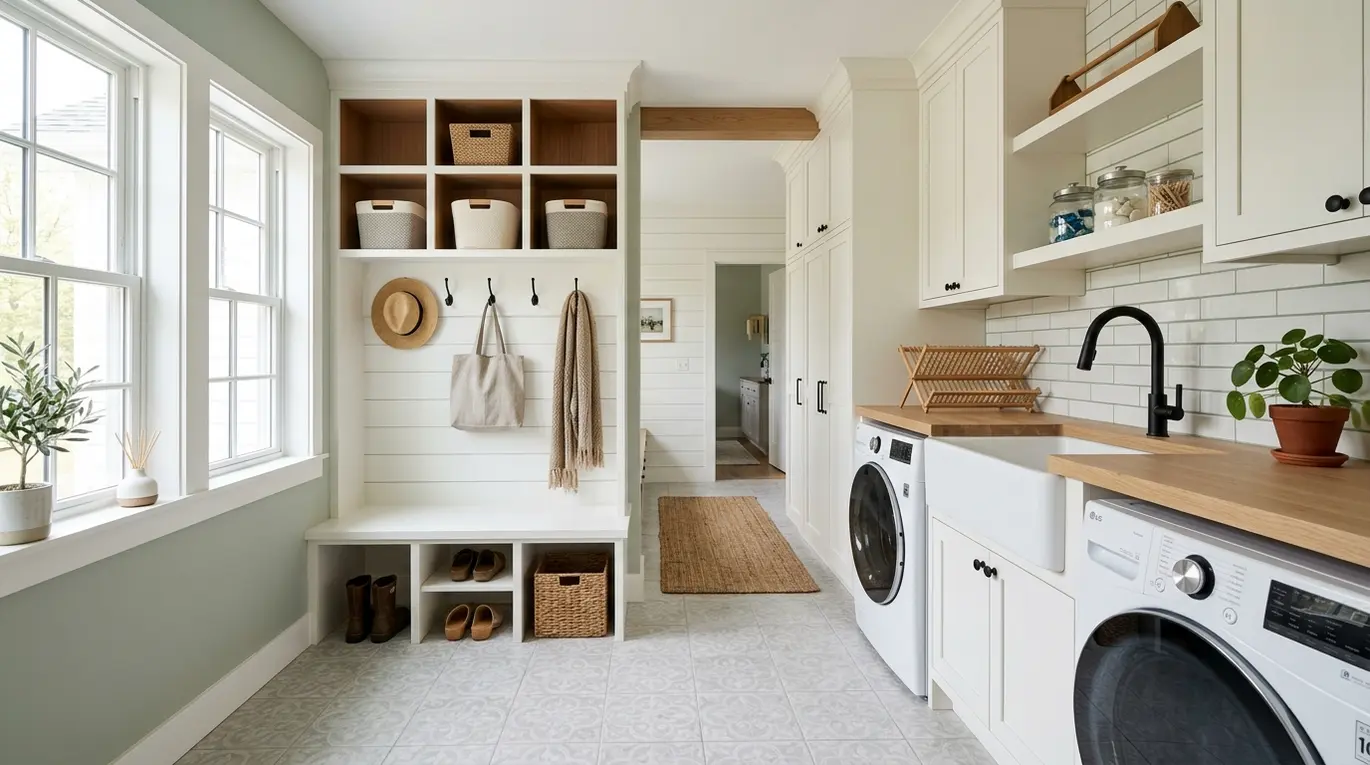 laundry mud room design, mudroom laundry combo, functional mudroom ideas, small mudroom organization