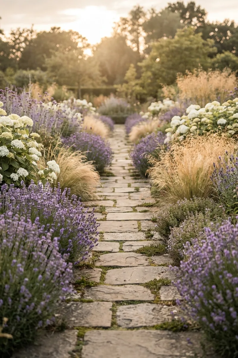 Flagstone Paths Through Garden Beds