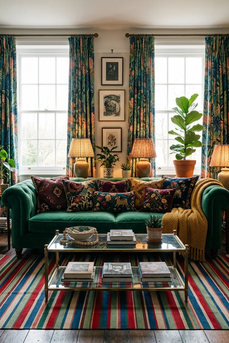 Pattern Drenched Sofa Area