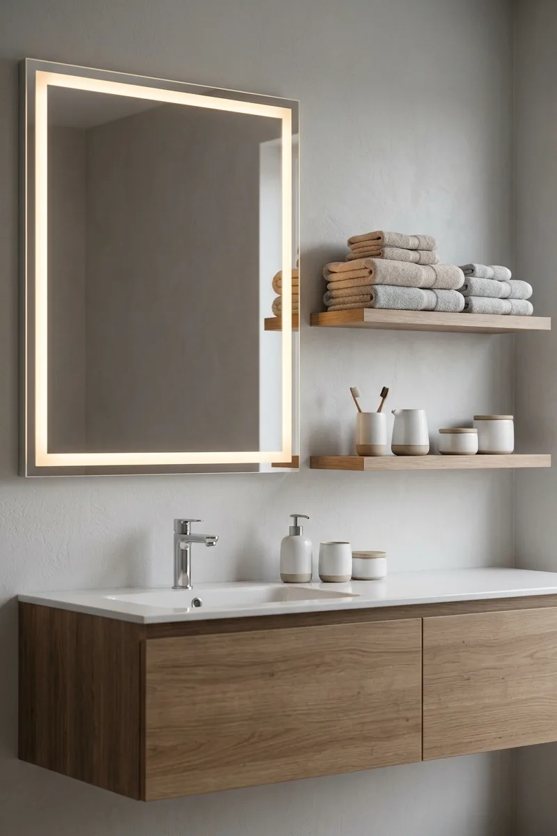 Layered Vanity Shelf Lighting