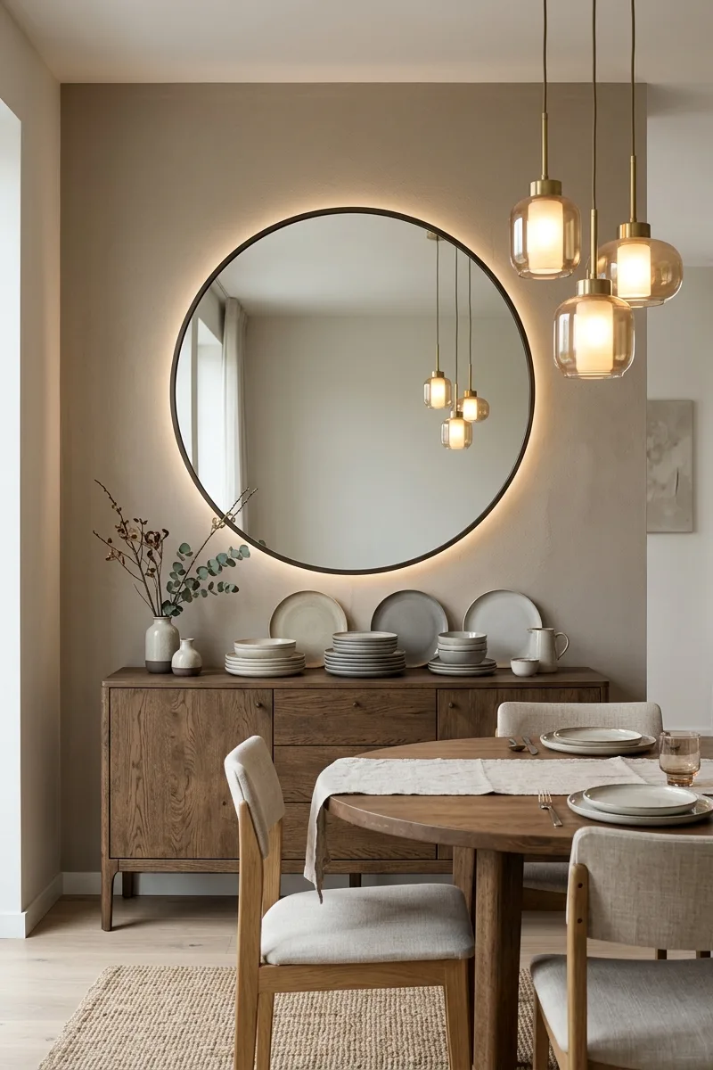 Round Mirror Dining Accent