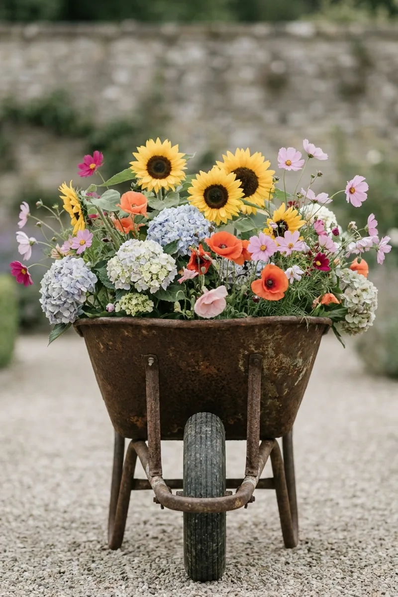 Wheelbarrow Flower Beds