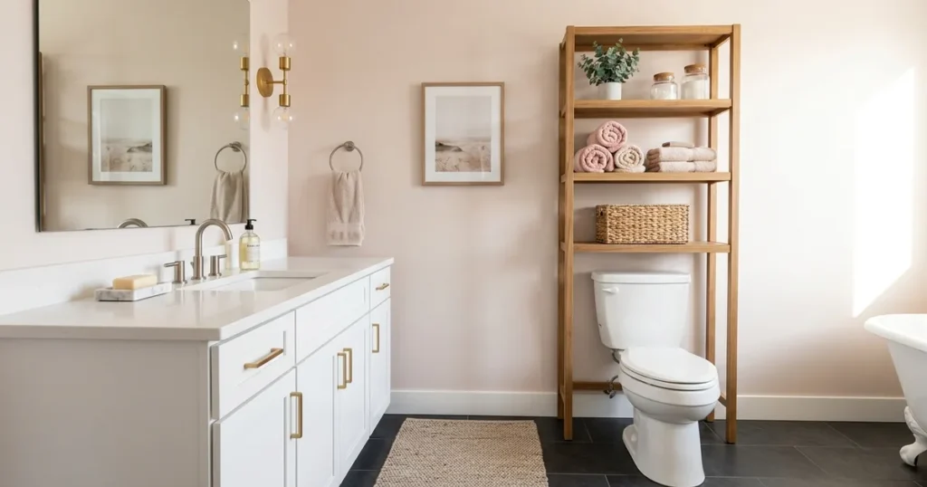 13 Aesthetic Pink and Tan Apartment Bathroom Ideas