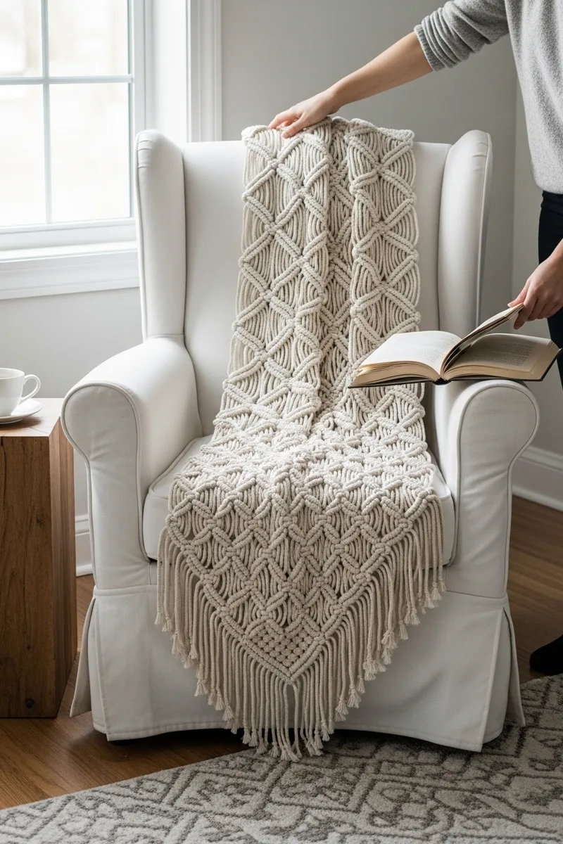 Chunky Knit and Macramé Throws