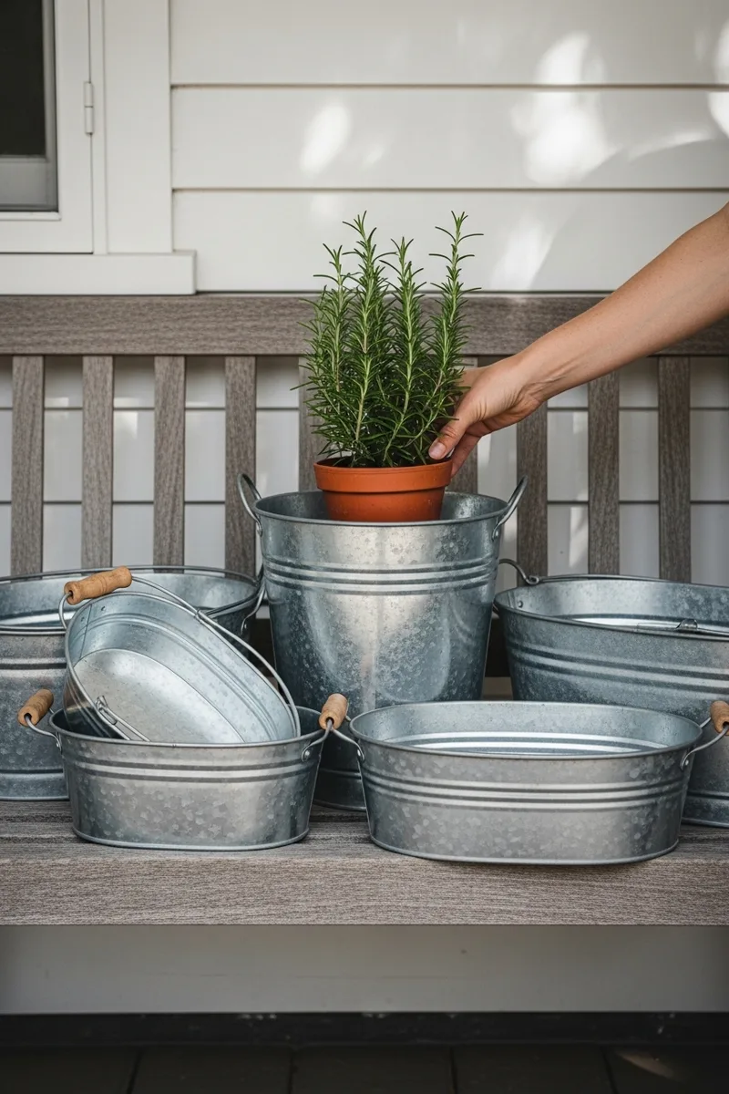 Galvanized Metal Planters