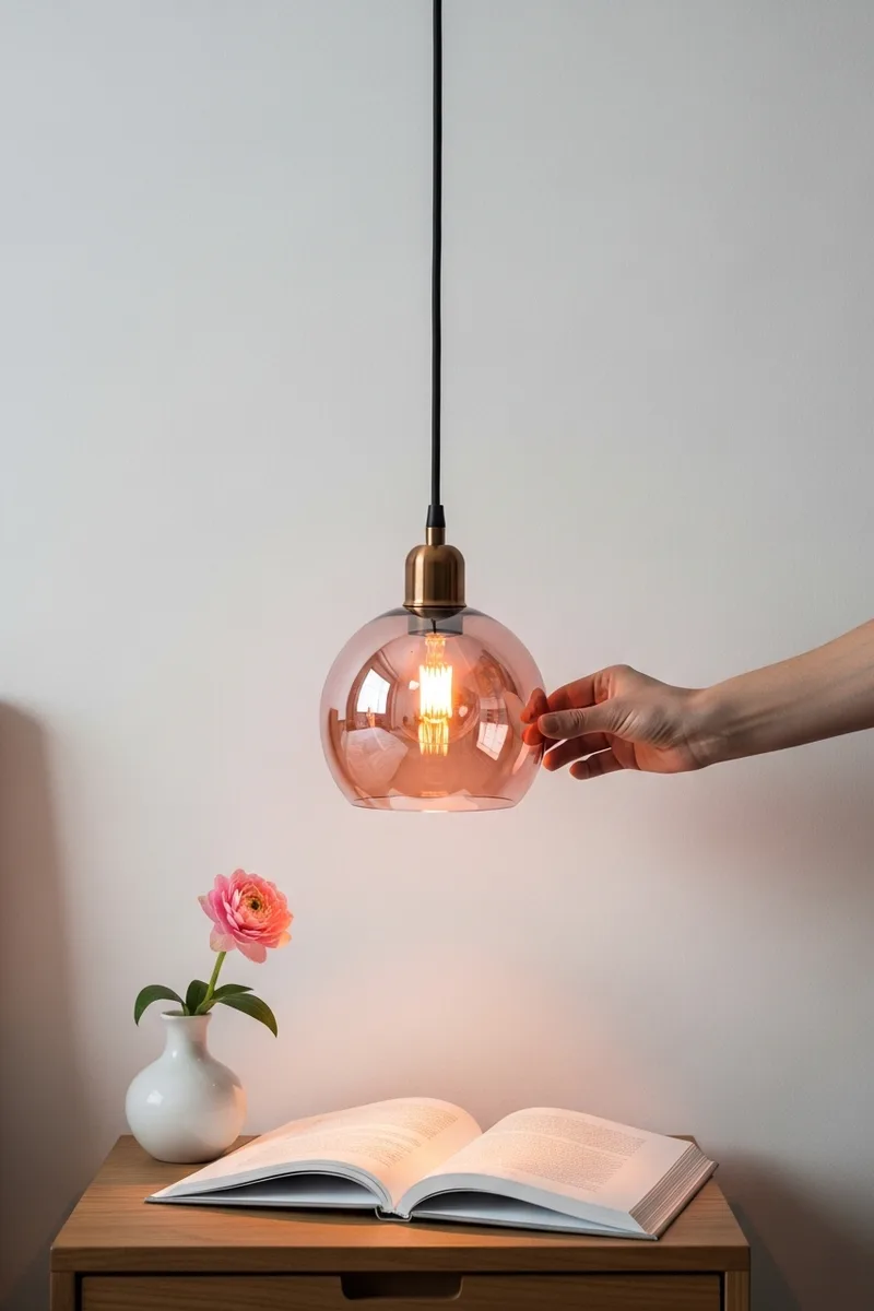 Rose-Tinted Glass Pendant Lights