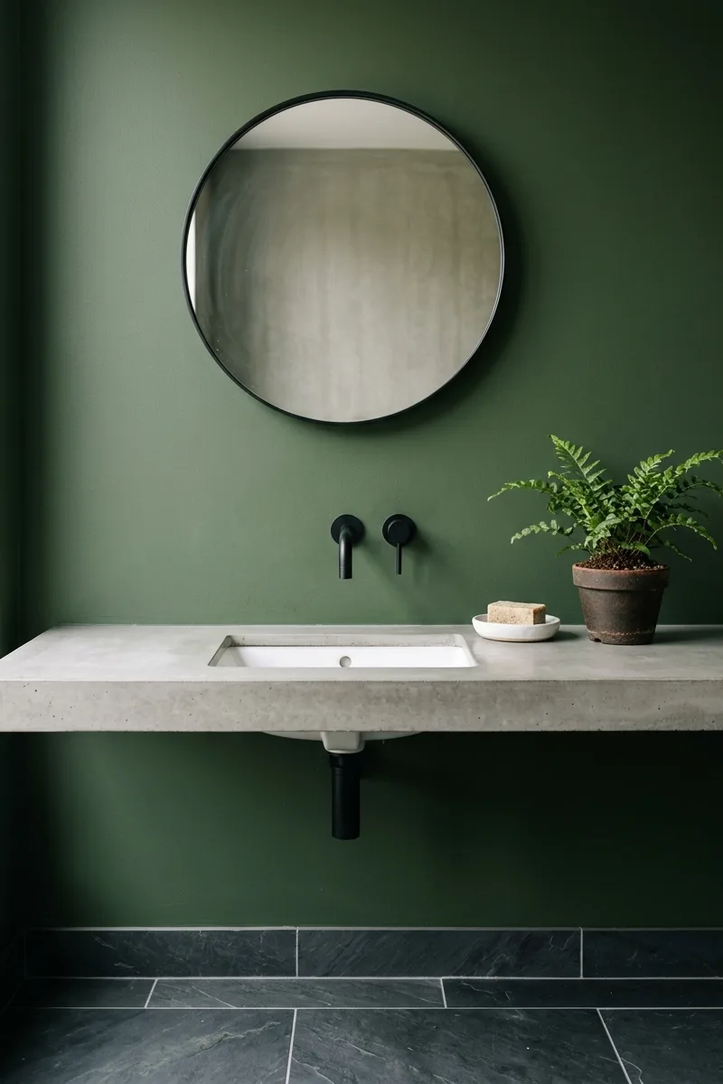 Moss green and charcoal