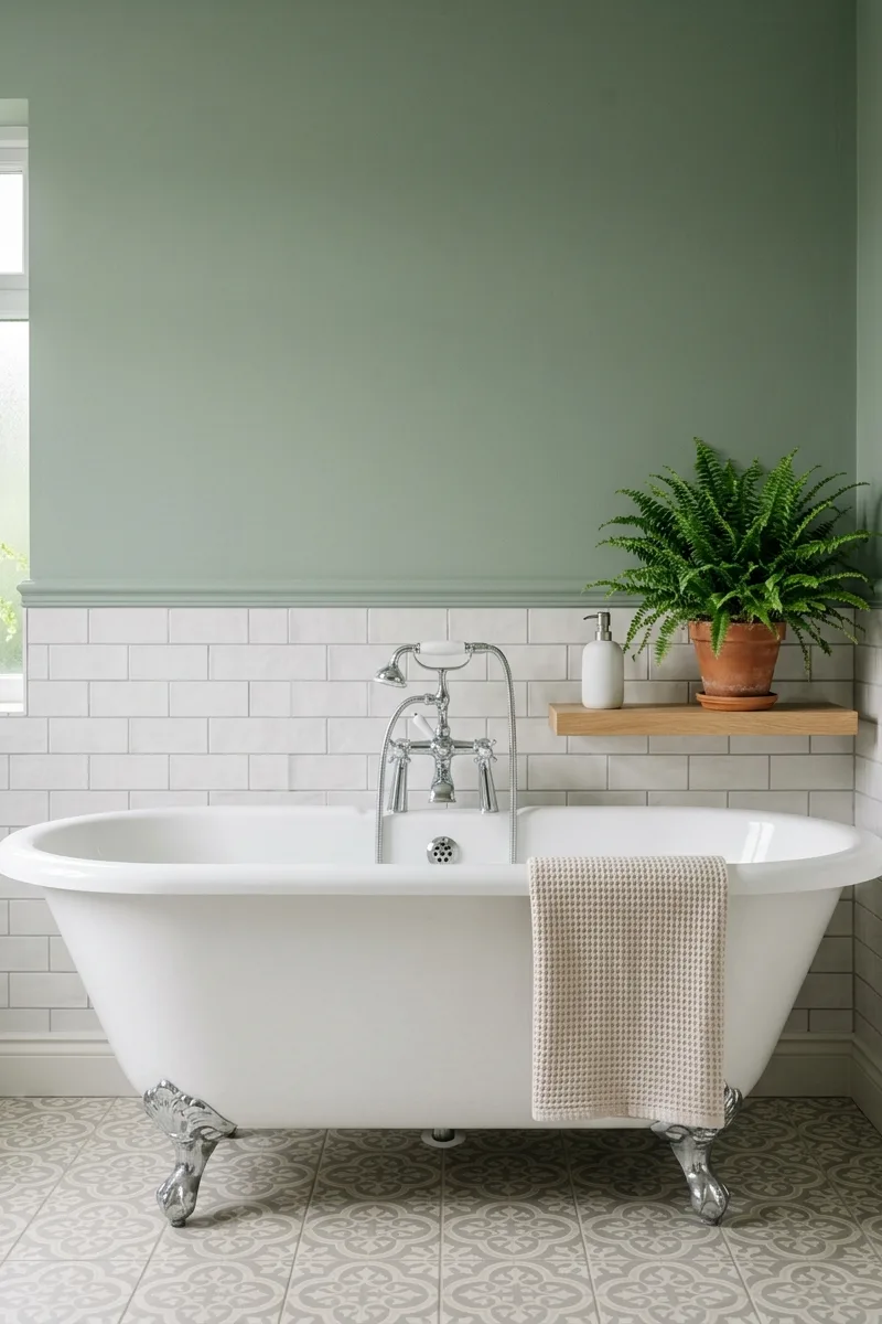 Willow green and chalk white