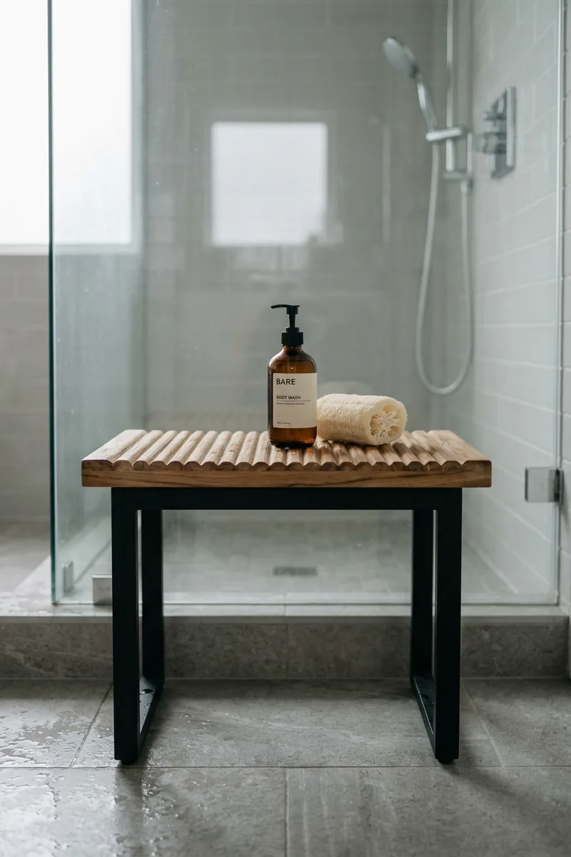 Fluted shower bench