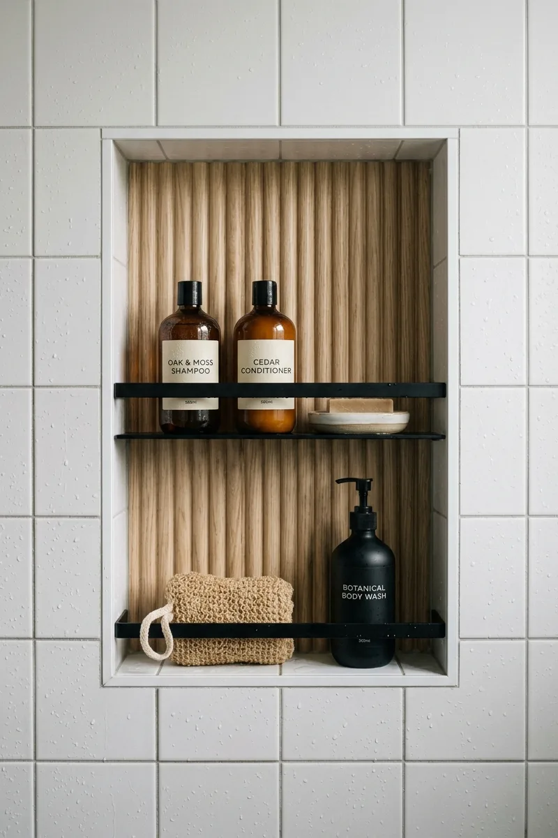 Fluted shower niche